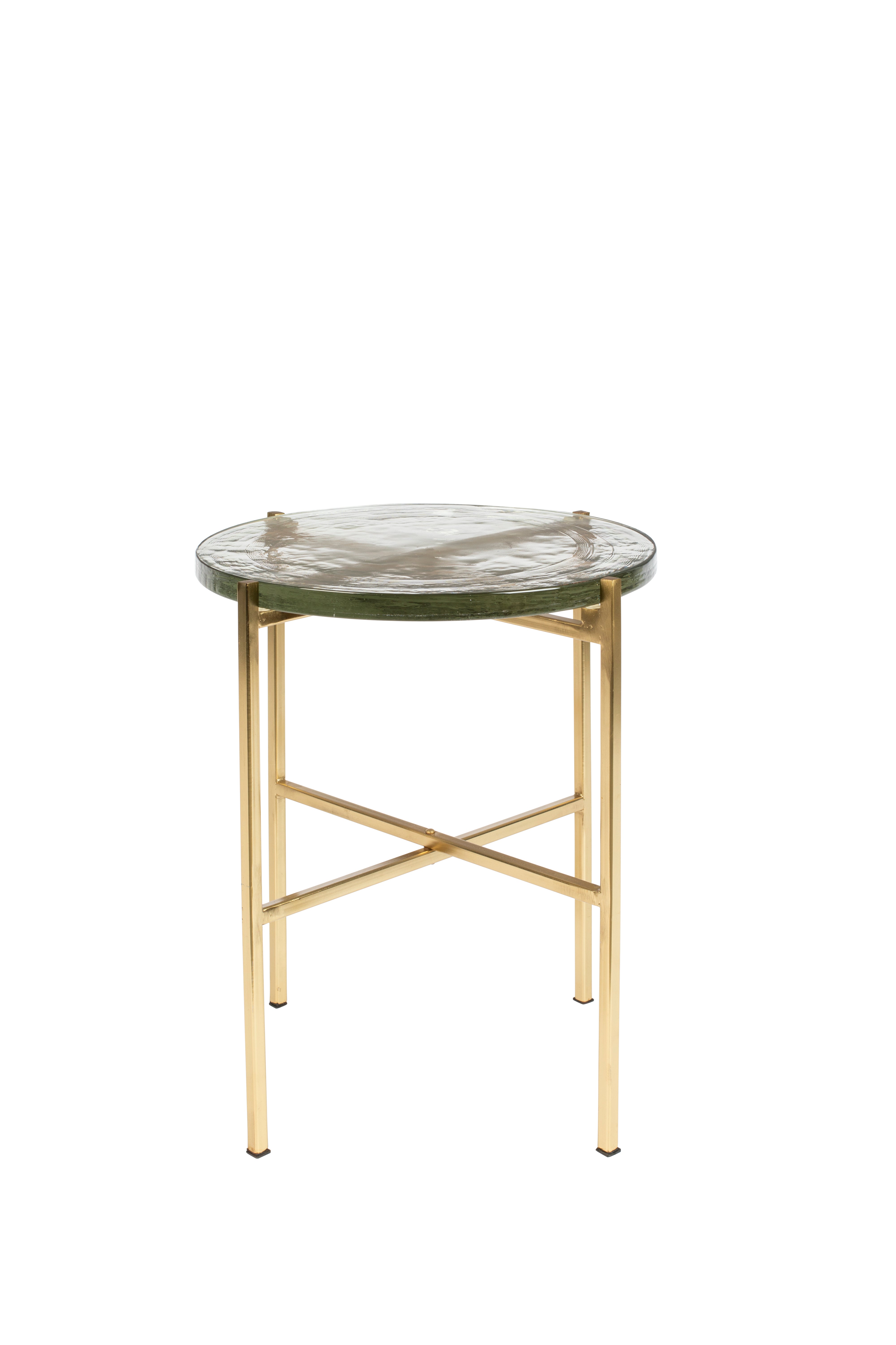 Dutchbone Vidrio Brass & Glass Round Side Table